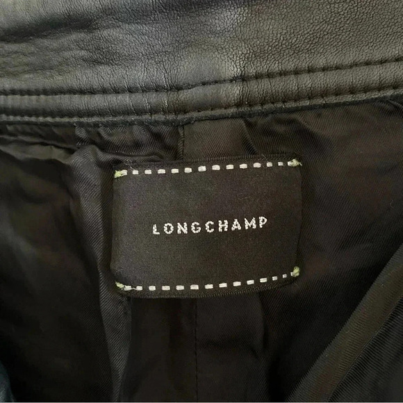 LONGCHAMP Leather pants Sz Small Black - Picture 3 of 6